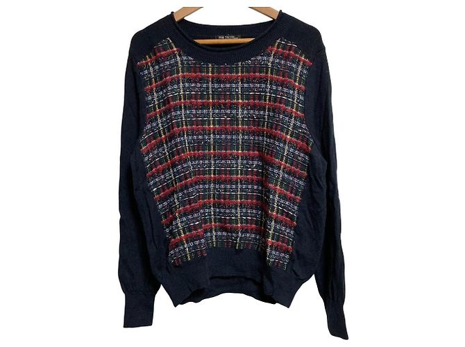 Autre Marque 23ku Tweed-Strickpullover Schwarz