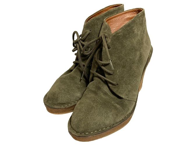 Marc by Marc Jacobs Keilabsatz-Schnürstieletten aus Wildleder Grün Khaki