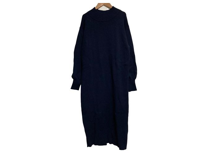 Autre Marque Simplicite High Neck Kleid Blau Marineblau