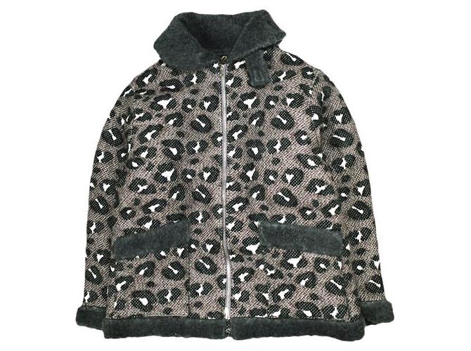 Autre Marque Giacca Irvin Flying Jacket Needles Big Leopard Jacquard Outerwear Marrone