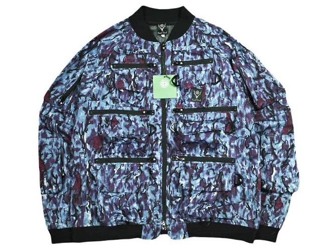 Autre Marque South2 West8 Giacca Poly Stretch Twill con zip 2Way e tasche multiple Blu Porpora