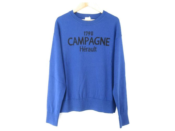 Autre Marque Spick and Span Logo Jacquard Strickpullover Blau