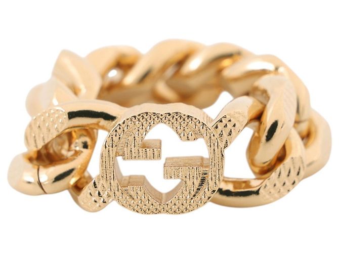 Gucci GG Chain Ring aus Metall, Größe 5