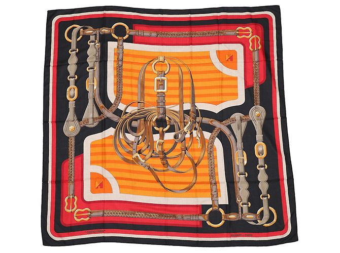 Hermès Carré Géant 140 Coaching Stole Nero Rosso Multicolore