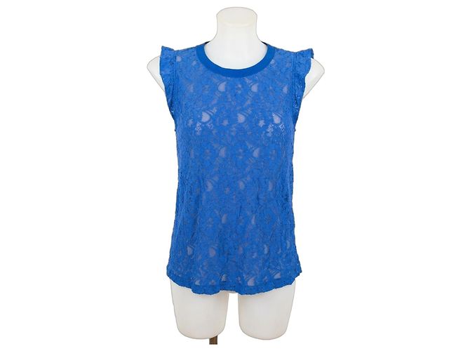 Pinko Top de encaje azul eléctrico