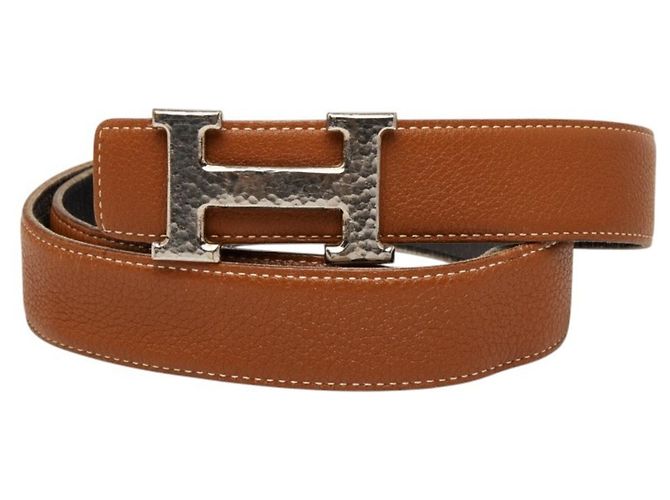 Hermès Hermes Constance Maltre Wendelgürtel Braun Schwarz Silber