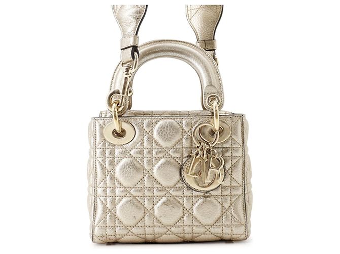 Borsa Christian Dior Lady Mini Cannage D'oro