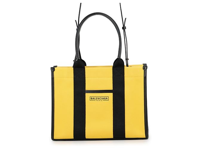 Bolsa Balenciaga Hardware Canvas Leather Preto Amarelo
