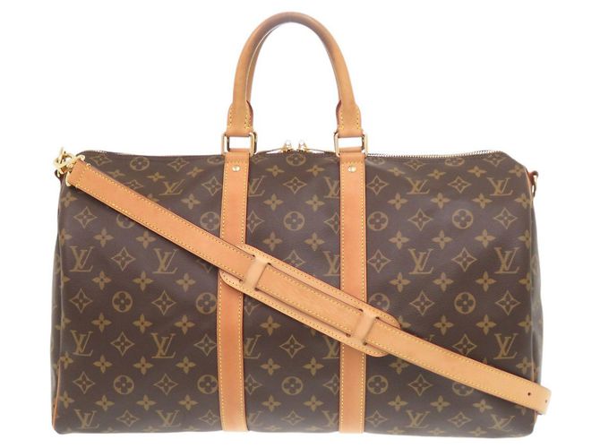 Keepall Bolso Boston Monogram Louis Vuitton Castaño Monograma