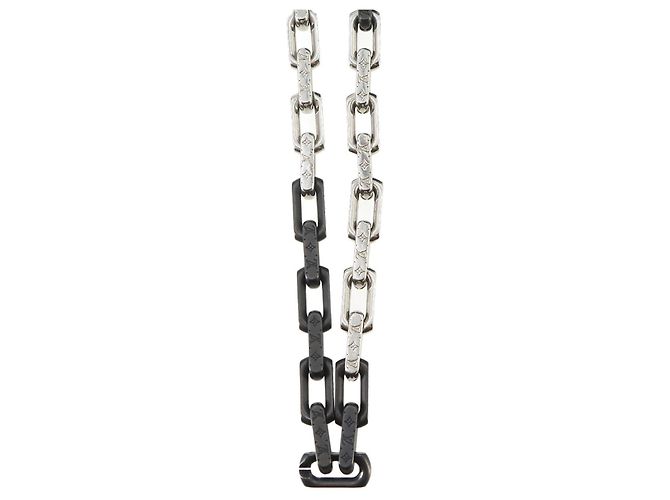 Louis Vuitton Collier Monogram Chain Necklace Nero Argento