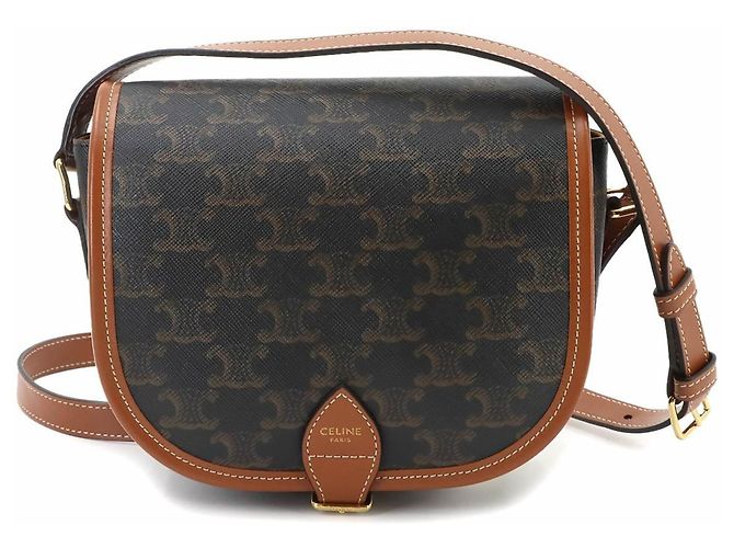 Céline Celine Triomphe Medium Folco Schultertasche Braun