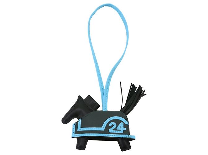 Hermès Hermes Rodeo Robeo 24 PM Handbag Charm Nero Blu chiaro