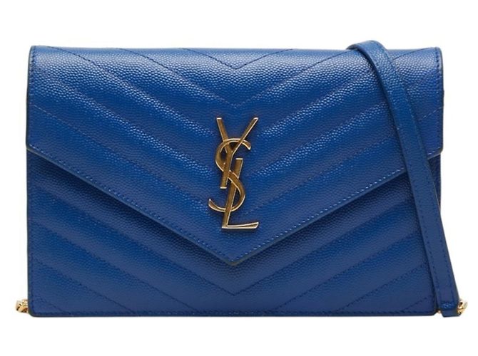 Bolsa de Ombro com Corrente Saint Laurent Cassandra Envelope Azul