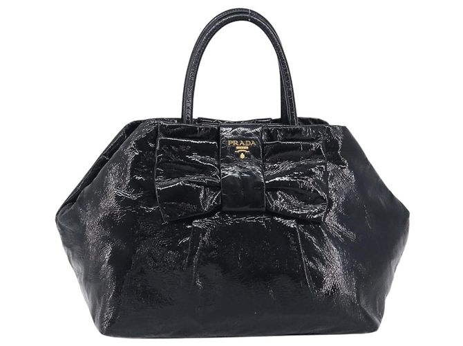 Prada Bow Top handle Patent leather Nero