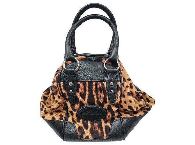 Bolsa Dolce & Gabbana Leopardada em Pele e Tecido Preto Estampa de leopardo