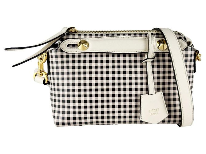 By The Way Fendi Mini Leather Handbag Brown Black Eggshell