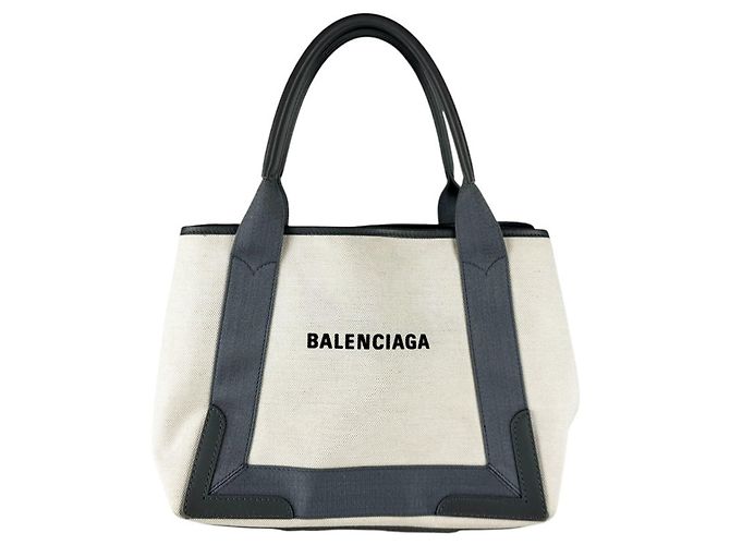 Borsa Balenciaga Cabas S Navy Marrone Crudo