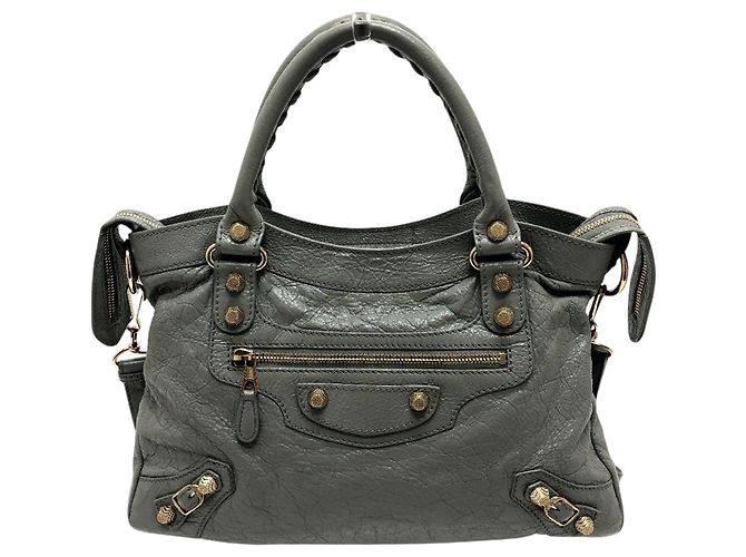 Bolsa 2-Way em couro cinza Balenciaga Marrom