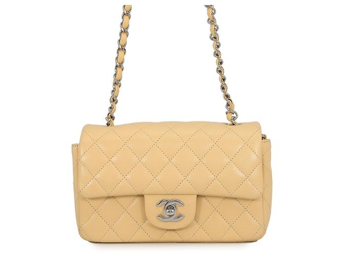 Chanel Matelassé Mini Flap Handbag Beige