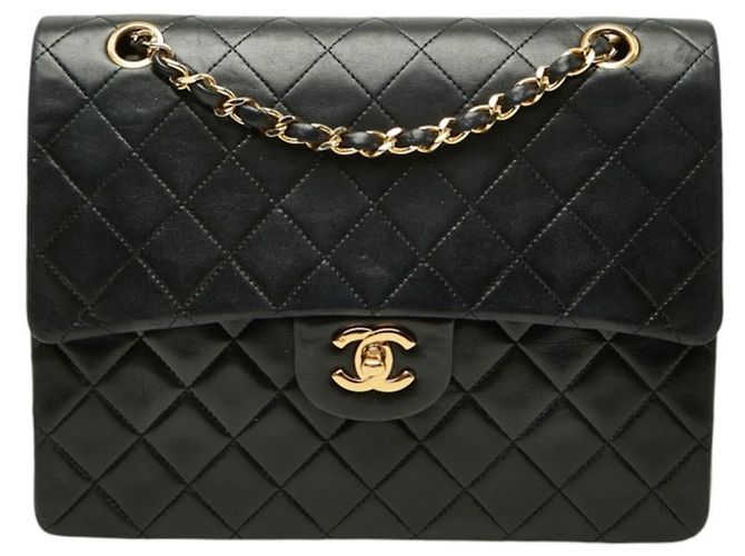 Borsa a tracolla Chanel Matelassé Coco Mark Double Flap con catena Nero