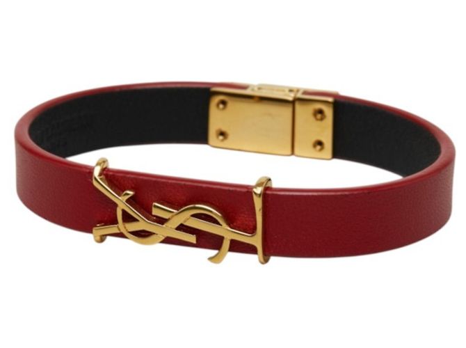 Saint Laurent Cassandra Opium YSL Logo Armband Rot Golden