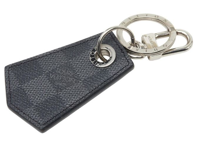 Louis Vuitton Damier Graphite Keychain Enchappé Keyring Black Silvery