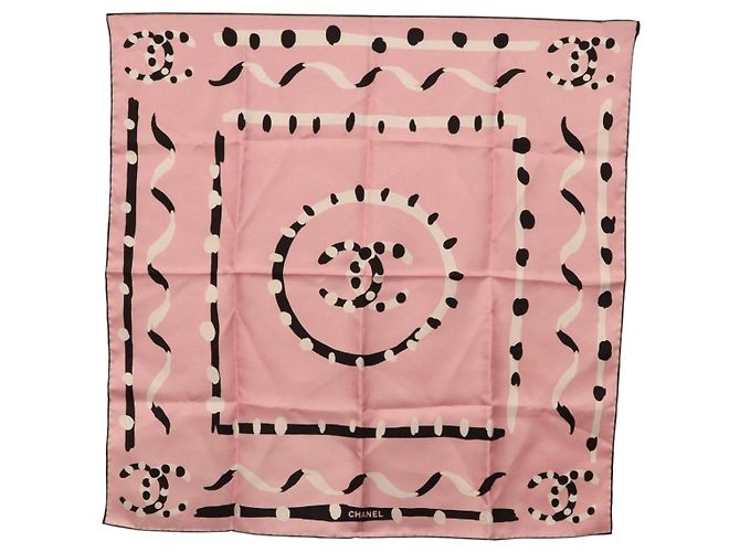 Sciarpa CHANEL in seta rosa CC Auth 198781V