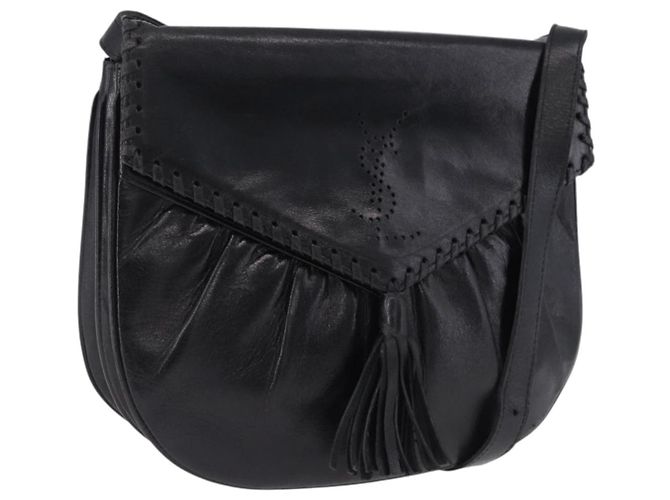 Borsa a tracolla SAINT LAURENT in pelle nera Auth 197730 Nero