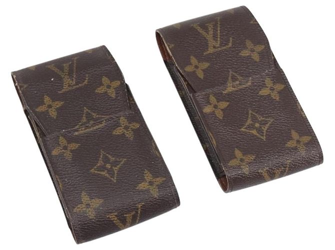 LOUIS VUITTON Monogram Etui Cigarette Case 2 Set LV Auth BA13879