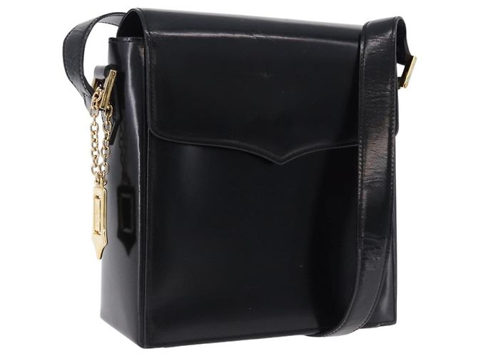 Bolsa de ombro SAINT LAURENT em couro preto e dourado Auth ka5928