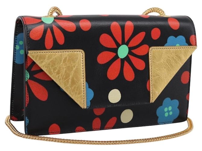 Borsa a tracolla Chain Betty SAINT LAURENT in pelle nera e oro Auth SW2673SAM Nero
