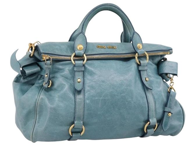 Borsa a mano Miu Miu in pelle 2way blu e oro Auth yk20734M D'oro