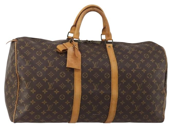 LOUIS VUITTON Monogram Keepall 55 Boston Bag M41424 LV Auth 195358 Monograma