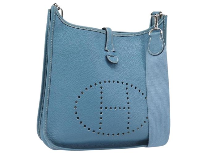 Hermès Borsa a tracolla HERMES Evelyn 3PM in pelle blu Auth 199617V