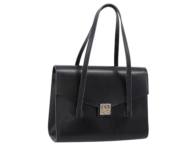 Borsa Christian Dior in pelle nera e oro Auth 197791 Nero D'oro