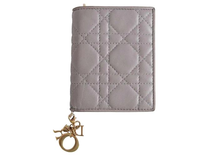 Tarjetero Dior de cuero gris