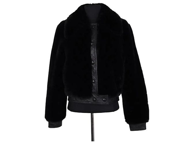 Sandro Black Leather Jacket XS