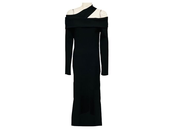 Autre Marque Safiyaa Black Tuiren Bodycon Stretch Strick-Midikleid Schwarz