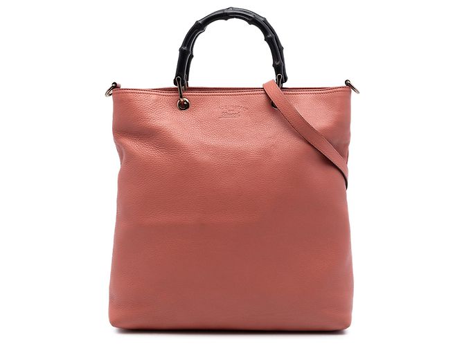 Bamboo Borsa Shopper Gucci in pelle di vitello Tall rosa con bambù