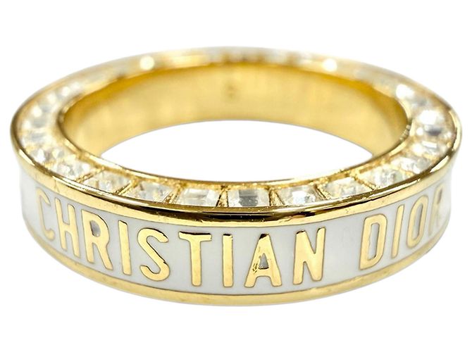 Bague Band Night Code Dior plaquée or, strass et laque Doré