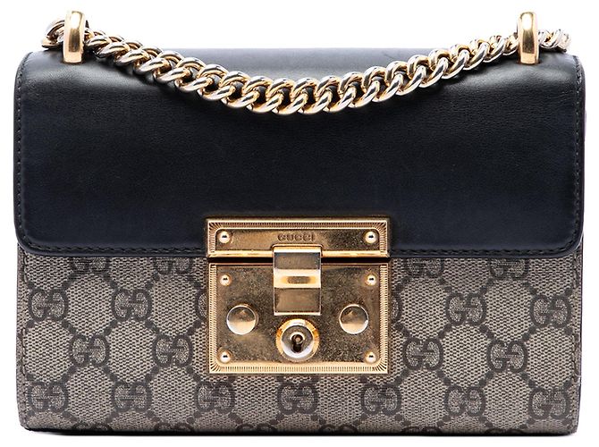 Borsa a Tracolla Gucci Small GG Supreme Padlock Nera Nero