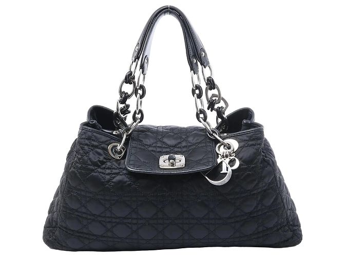 Borsa a tracolla Dior Charming Lock Cannage in tessuto, Nero