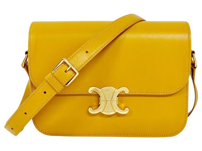 Céline Borsa a tracolla Celine Triomphe in pelle di vitello gialla Giallo