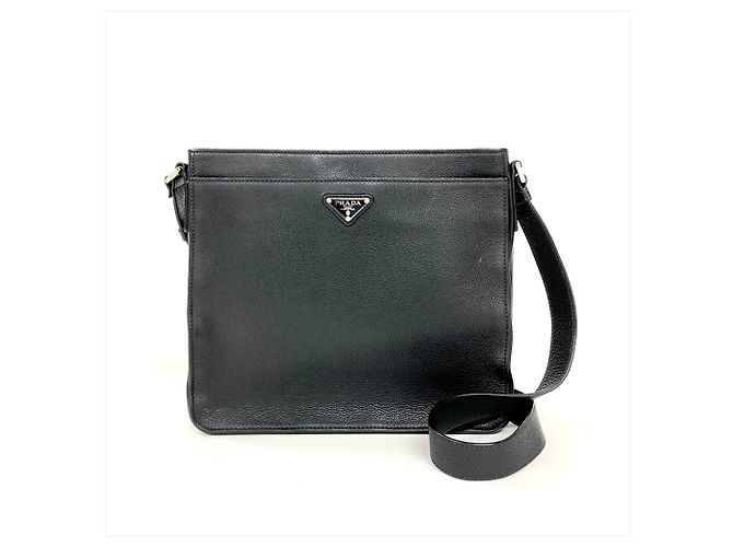 Borsa a tracolla in pelle Prada PRADA Logo Nero