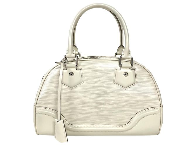 Sac à main Louis Vuitton Bowling Montaigne PM Beige Blanc cassé