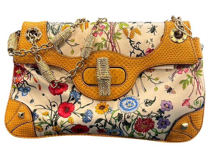 Bolsa Gucci Canvas Flora Bamboo