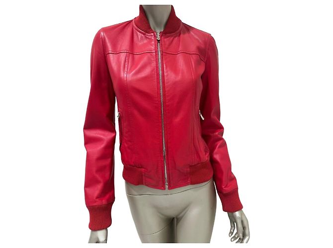 Dolce & Gabbana Bomberjacke aus rotem Lammleder, IT 40 gebraucht