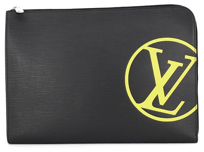 Bolsa de mão Louis Vuitton em couro Epi Preto Amarelo