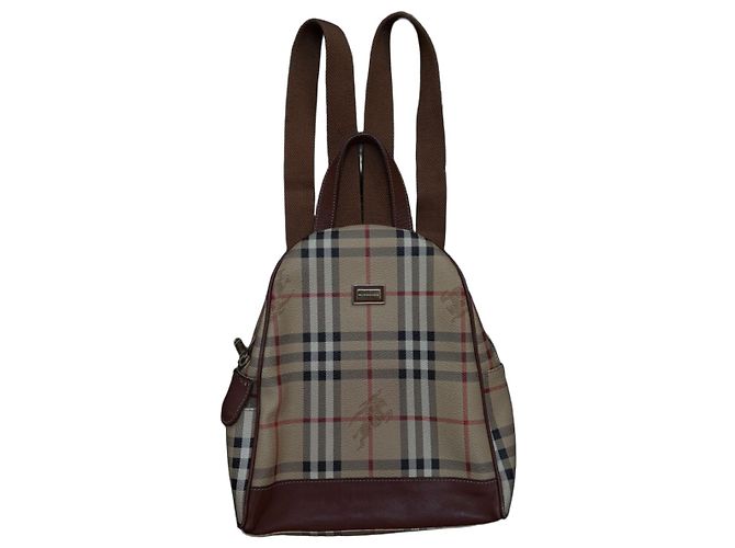 Burberry Haymarket Check Canvas Backpack Brown Black White Red Beige