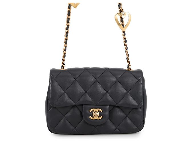 Borsa a tracolla Chanel Mini Matelassé in pelle d'agnello Nero